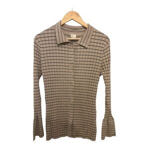 a new day Beige Striped Button-Down Shirt